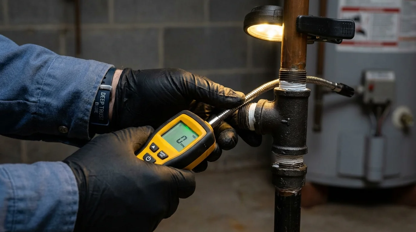 Gas leak detection with electronic sniffer by Johns Plumbing LLC in Amsterdam