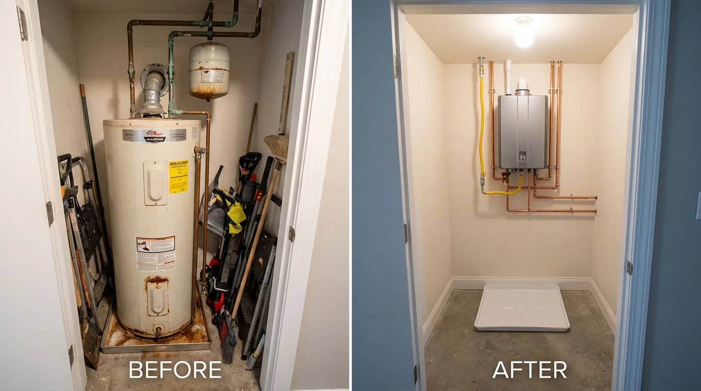 Tank water heater versus wall-mounted tankless unit comparison for Amsterdam, NY homeowners